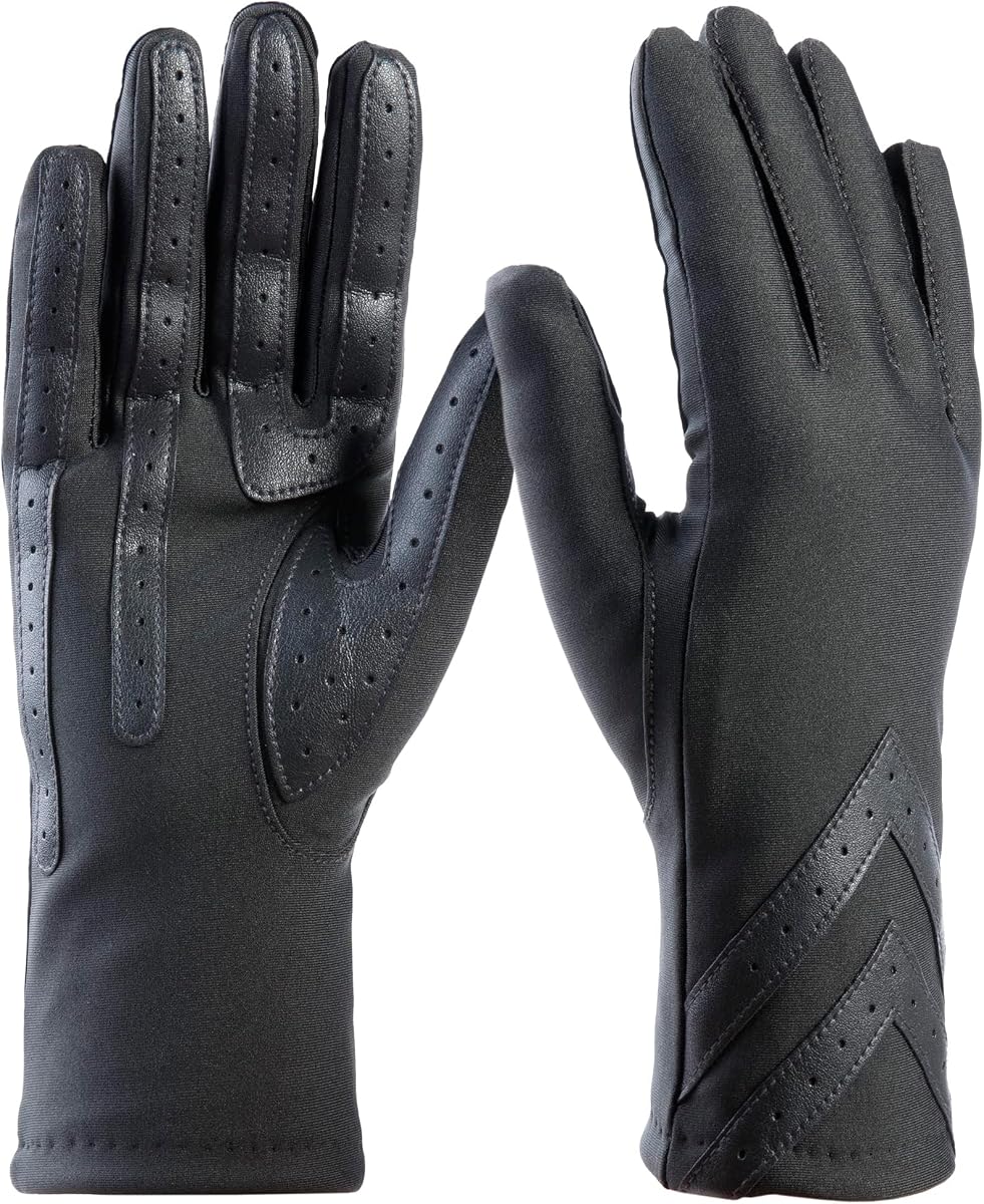 Guantes de spandex para clima frío con pantalla táctil para mujer con forro polar cálido y detalles de Chevron