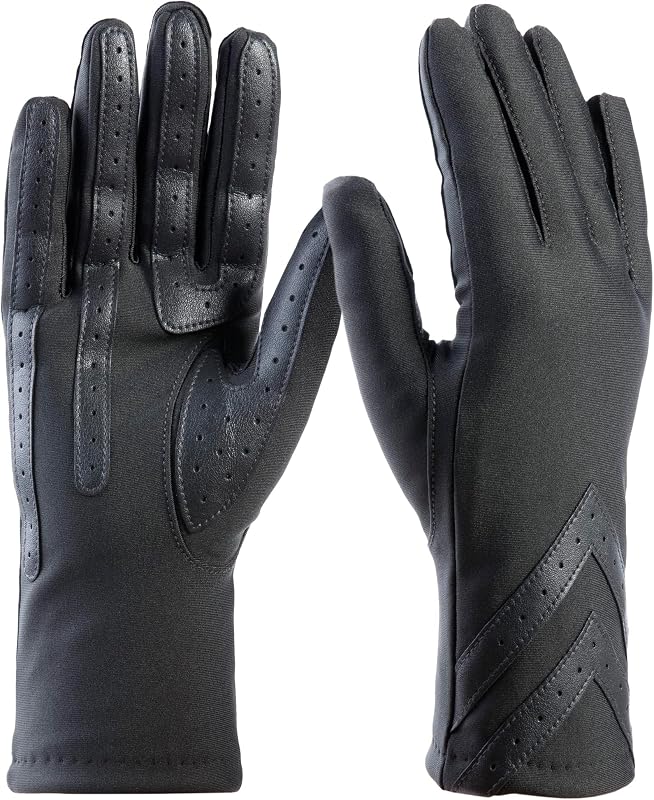 Guantes de spandex para clima frío con pantalla táctil para mujer con forro polar cálido y detalles de Chevron