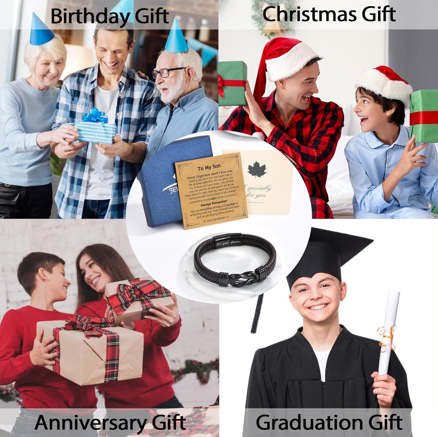 EPIRORA Gifts for Men & Boys- 8 Inch Stainless Steel Forever Linked Together Braided Infinity Bracelets, Grandson Son Nephew Brother Husband Dad Gift Ideas for Christmas Birthday Father's Day - Image 7