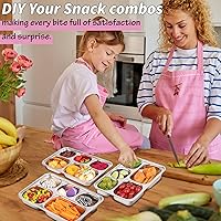 Vista 8 de Contenedores de aperitivos de acero inoxidable con tapas - Paquete de 3 - Cajas de aperitivos bento de 5 compartimentos - Contenedores de almuerzo