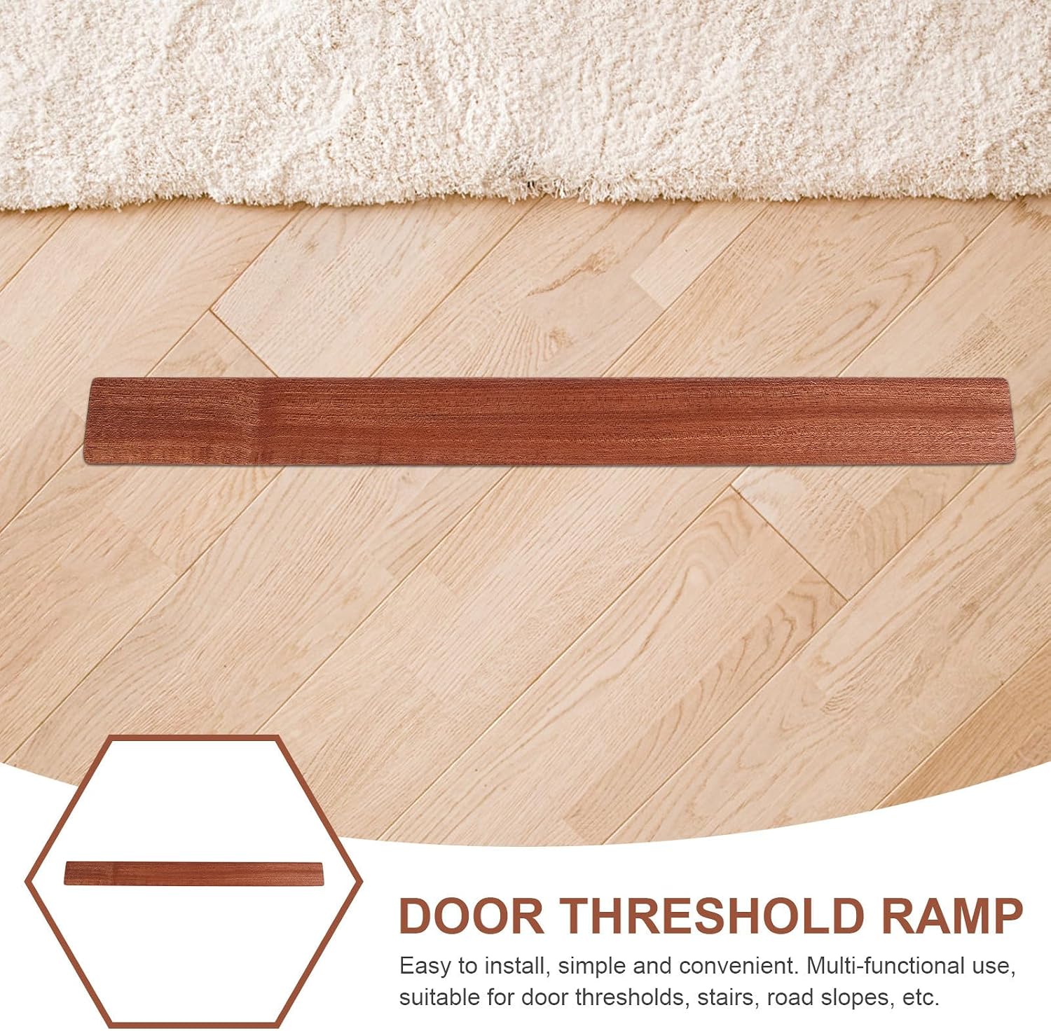 Ipetboom Solid Wood Door Threshold Ramp for Sweeping Robot with Height Adjustment Smooth Transition Strip for Bathroom Bedroom Living Indoor Ramp for Uneven Doorways