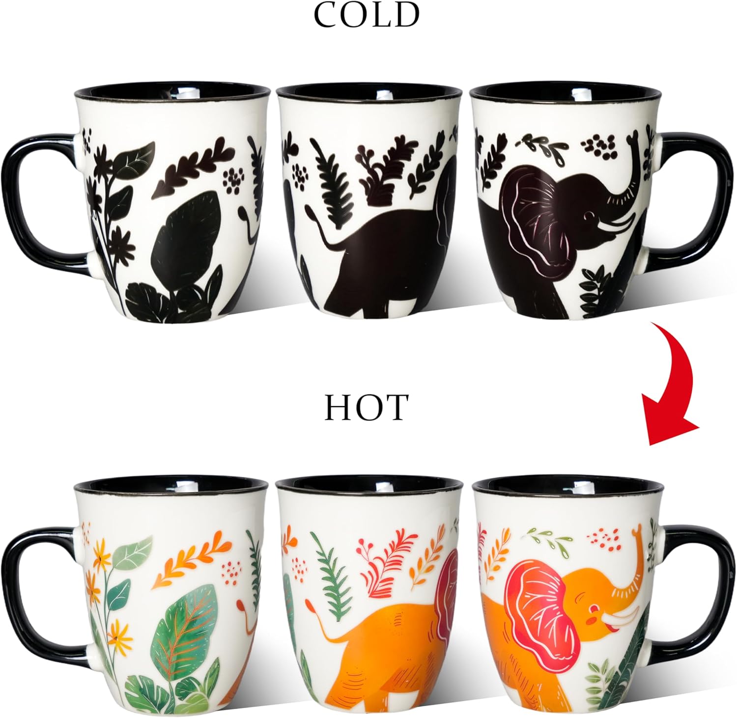 Color Changing Elephant Mug 16oz - Heat Sensitive Cup for Tea Cocoa Milk, Funny Ceramic Coffee Mugs, Birthady Gifts for Women man - Image 4