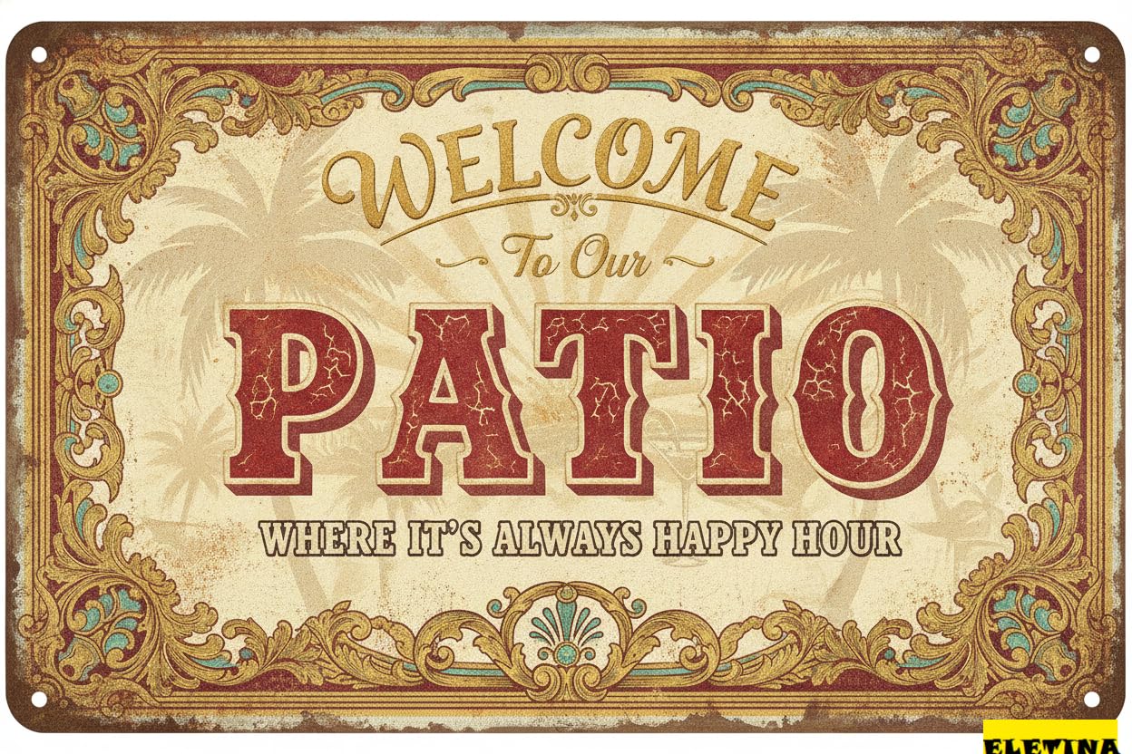 Personalized Sign for Man Cave Vintage Metal Welcome Patio - 12x8inch Private Property Decorative