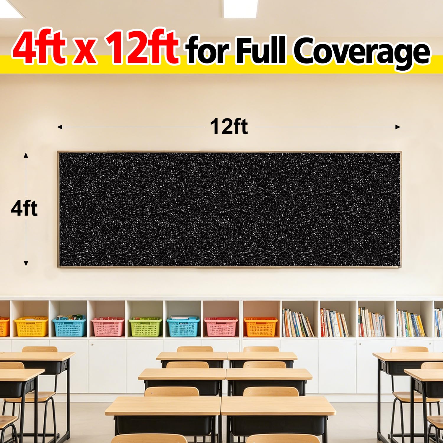 1,2 x 3,6 m Komposition Notizbuch Pinnwand Stoff – reißfester Polyester-Hintergrund für Klassenzimmer, Dekoration, Lehrer, Schulanfang, Bastelbedarf