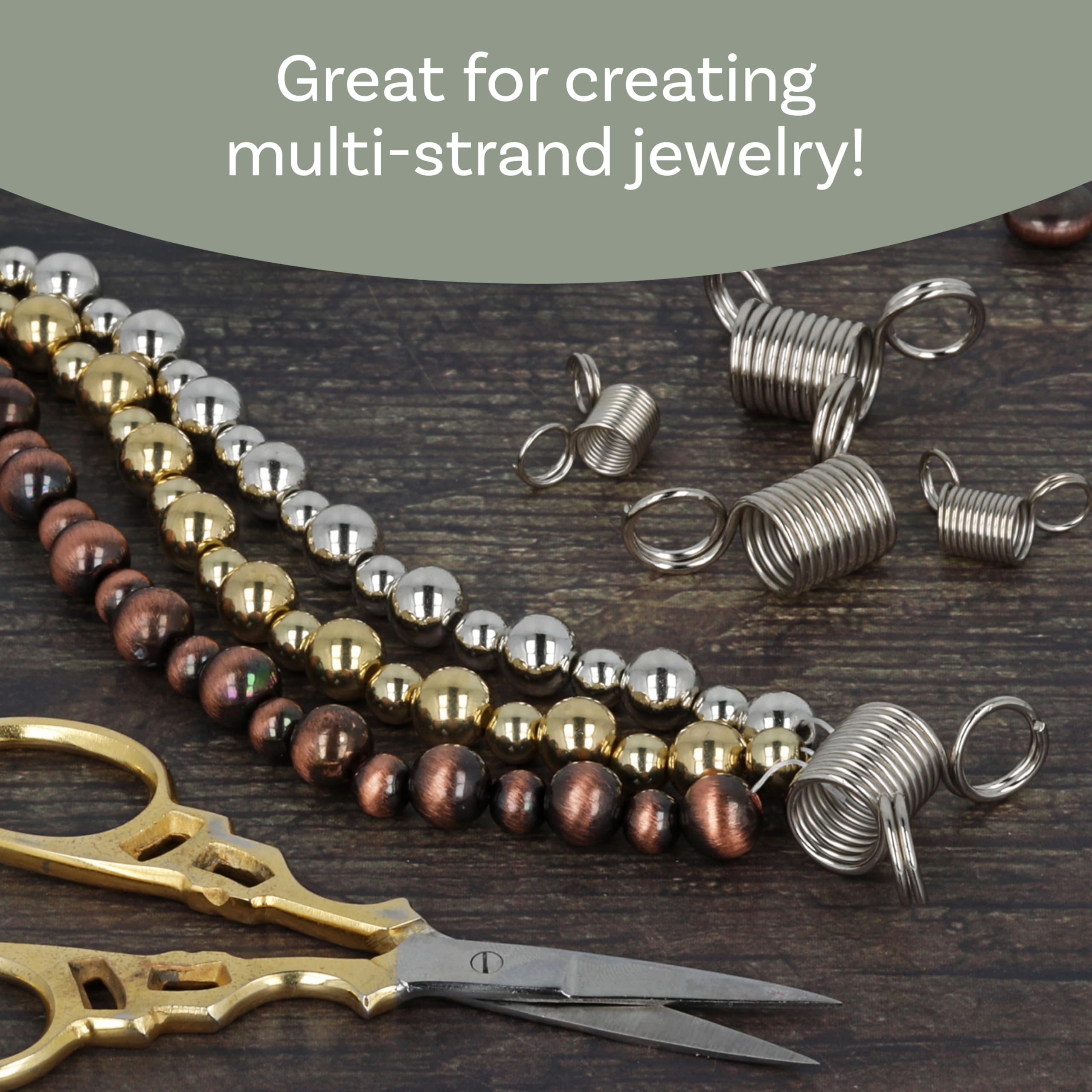 The Beadsmith Zaciski do koralików SpringEEZ – zestaw w różnych rozmiarach (20 sztuk), 10 małych i 10 dużych, zaciski sprężynowe do projektów biżuterii i bransoletek, zapobiegają spadaniu koralików