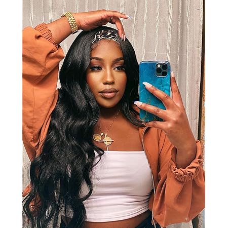 Black Headband Wig Dark Brown Long Wavy Synthetic Heat Safe Wig Glueless Daily - View #10