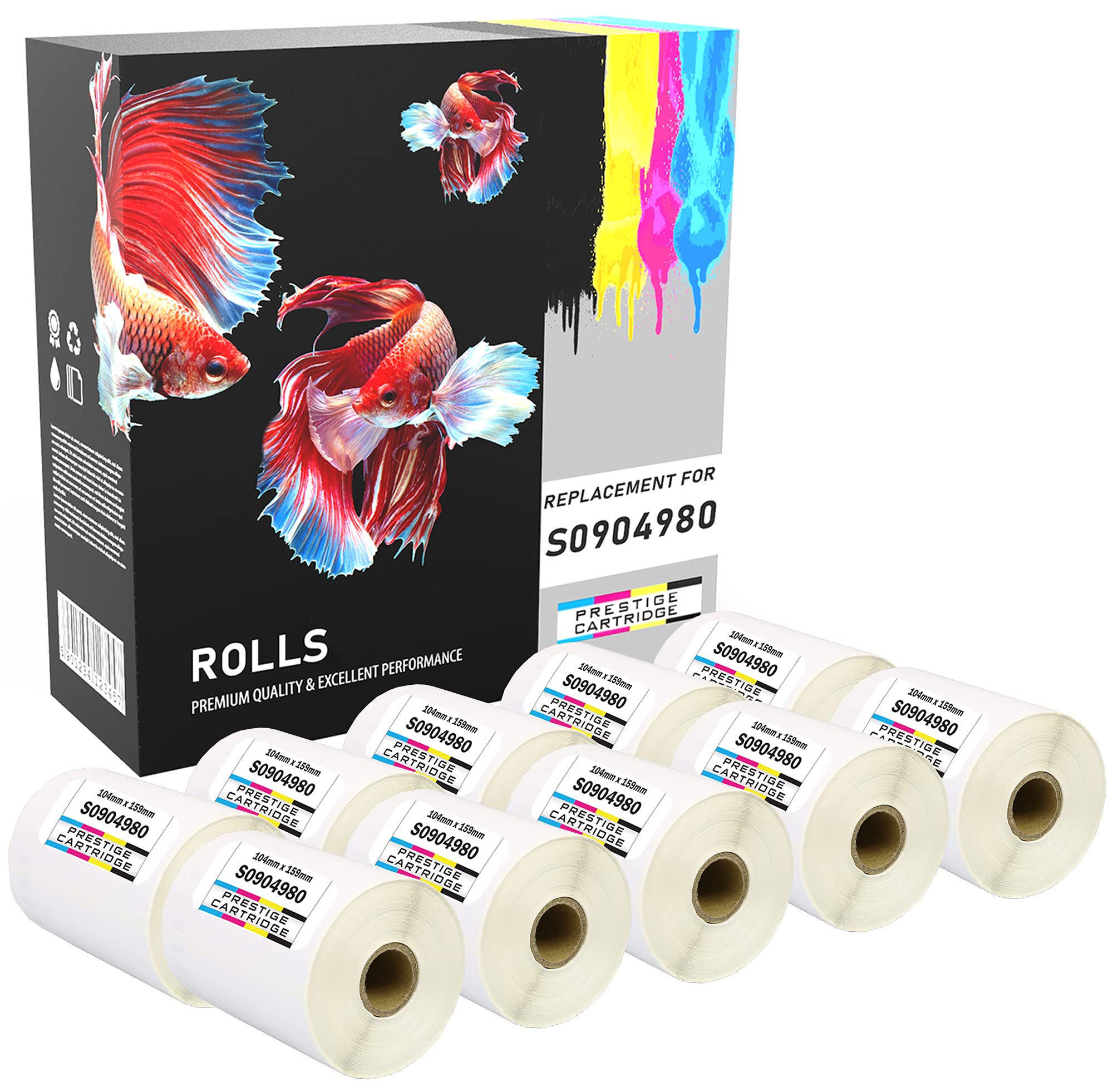 10 Compatible Rolls S0904980 104mm x 159mm (220 Labels/Roll) Labels Compatible with Dymo LabelWriter 4XL 450 400 330 320 310