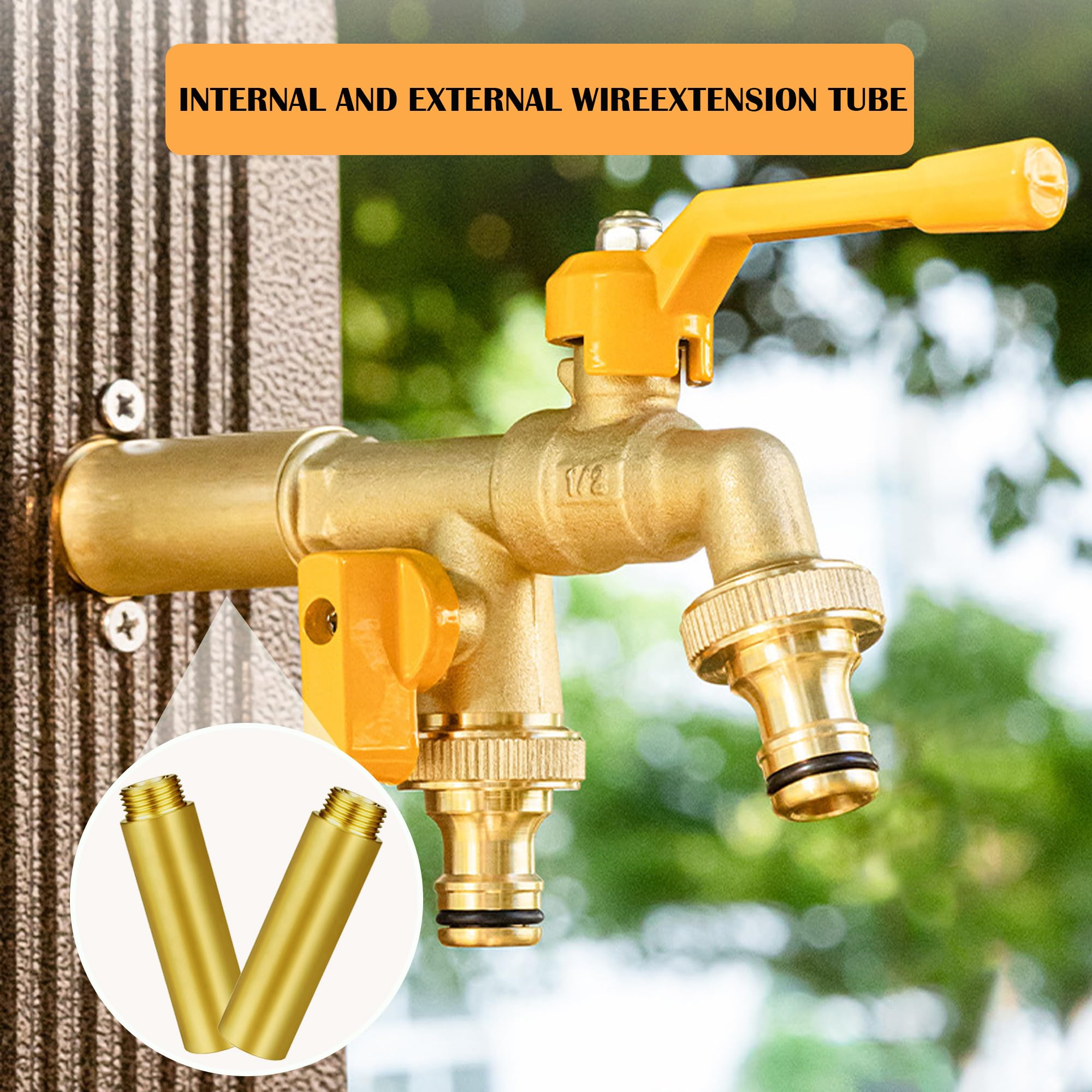 Lot de 2 rallonges de robinet 1/2" x 100 mm - En laiton - DN15 - Avec filetage extérieur vers intérieur - Pour installation de chauffage et d'eau potable