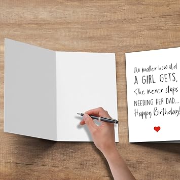 TQDaiker Funny Birthday Card for Father, Happy Birthday Card from Daughter, (No Matter How Old a Girl Gets, She Never Stops Needing Her Dad)