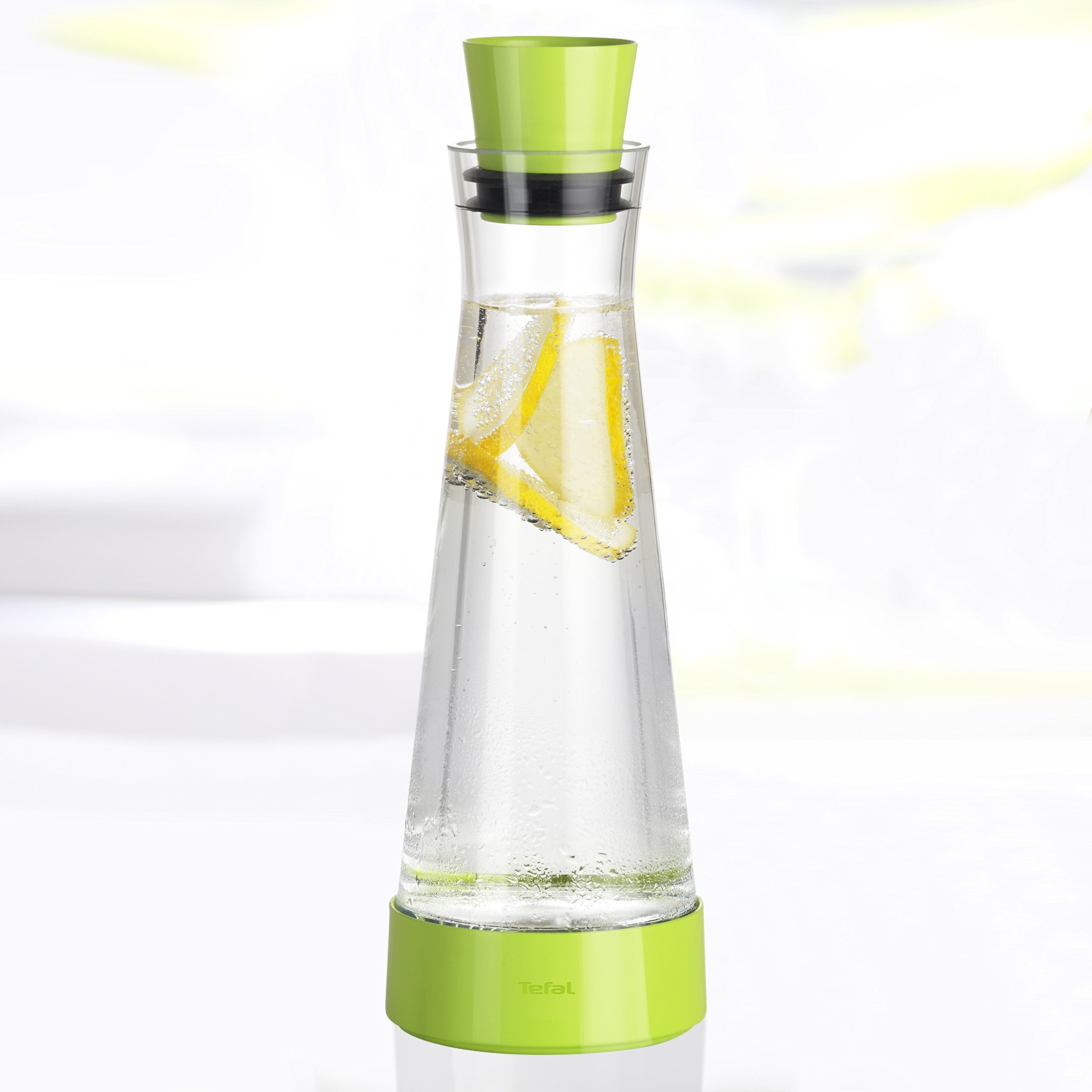 Tefal Flow Slim Friends Carafe à décanter et à Eau avec Fond rafraîchissant et Couvercle Anti-Goutte Vert 1 l