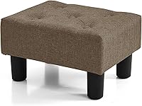 Vista 40 de BRIAN & DANY Taburete pequeño para pies, taburetes de lino con patas, reposapiés pequeño estable para sala de estar, beige