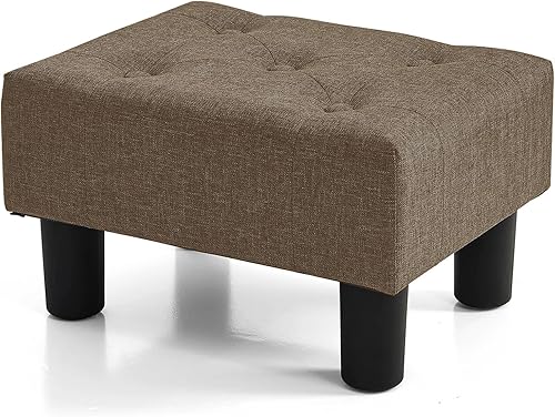 Miniatura 39 de BRIAN & DANY Taburete pequeño para pies, taburetes de cuero para pies con patas, taburete pequeño estable para sala de estar, marrón marrón,