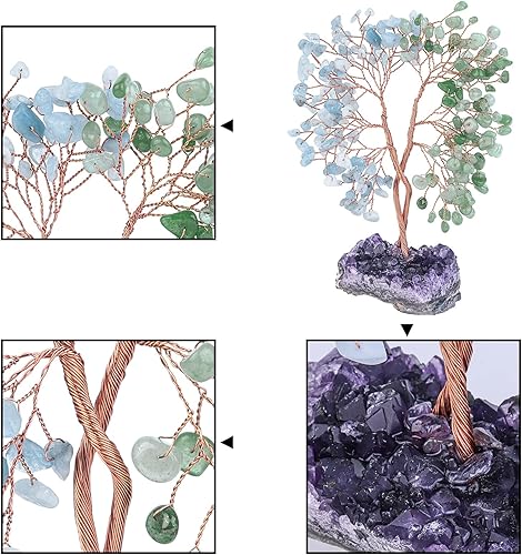 Miniatura 3 de rockcloud Árbol de dinero de cristal con base de amatista, decoración de árbol de la vida entrelazado, adorno de alambre de cobre para mesa de