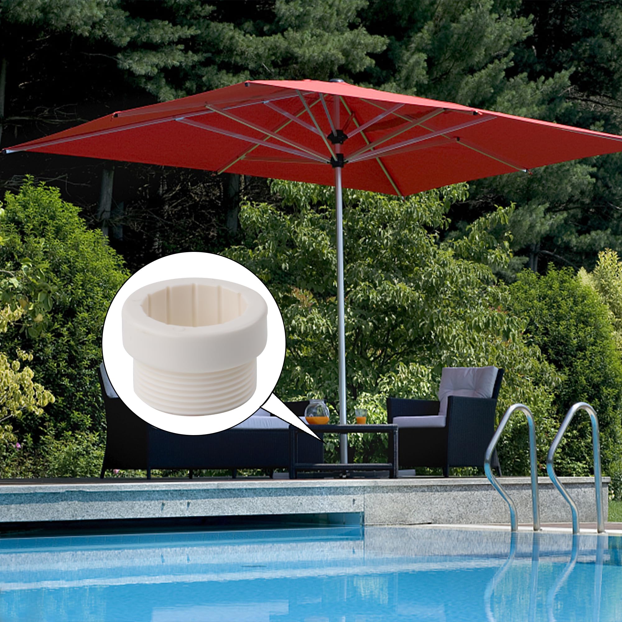 Pack of 6 White Pool Umbrella Stabilizer Adapter Sleeves, Fits 1 3/4 Inch Umbrellas, UV and Corrosion Resistant 7