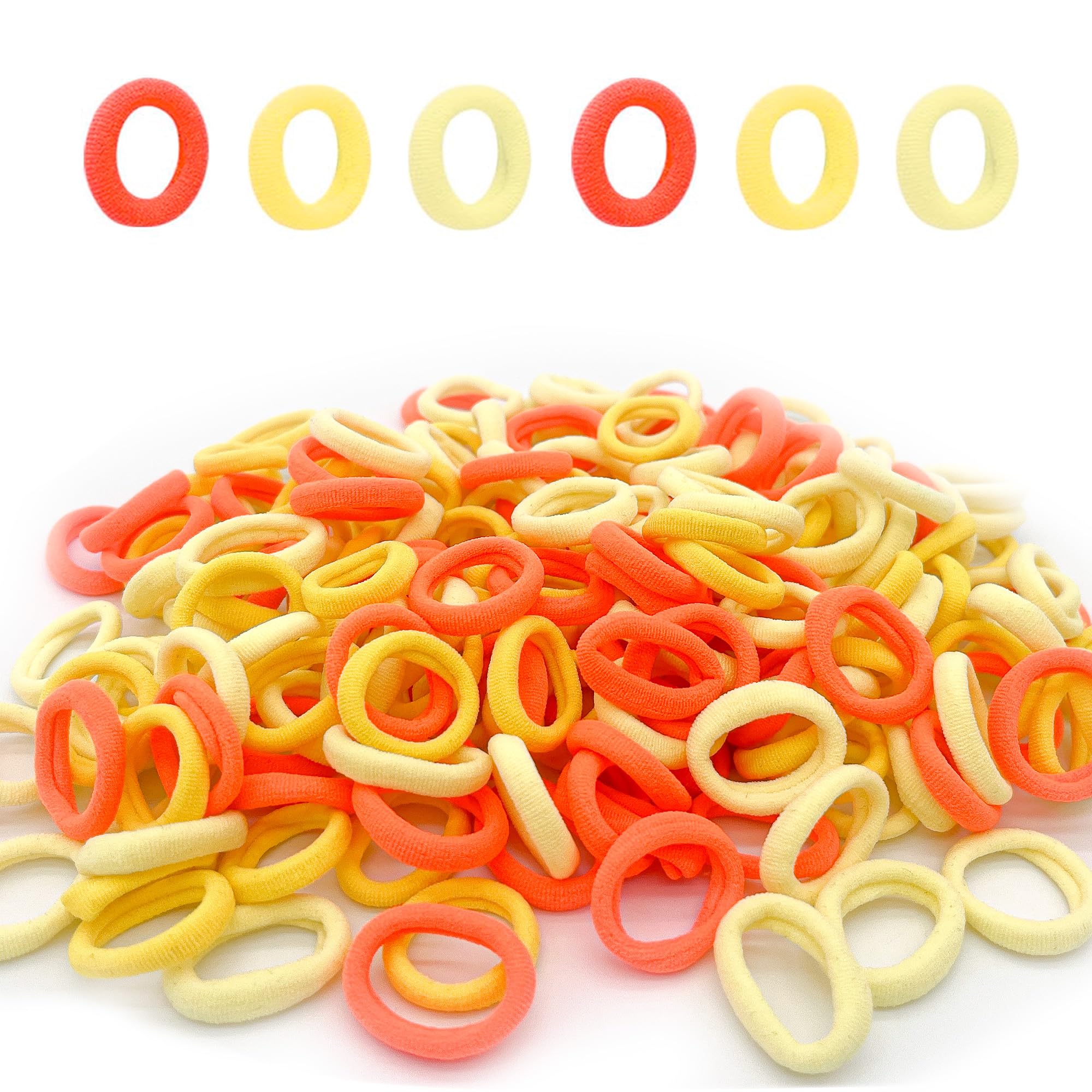 200 PCS Baby Hair Ties Seamless Toddler Hair Ties hair ties for little girls Orange Small Elastic Ponytail Holders Soft Hair Accessories & Cute