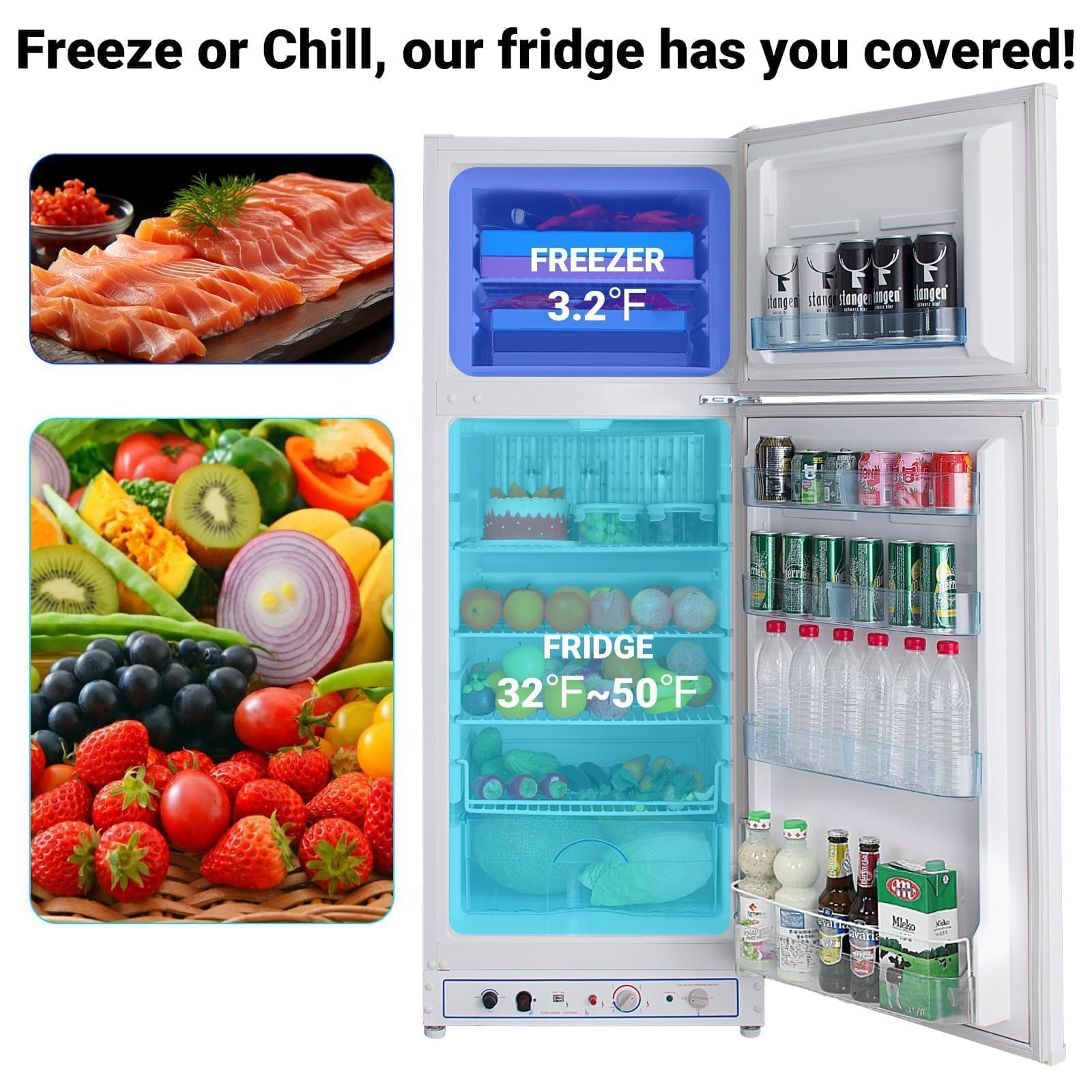 Smad Propane Refrigerator, Off Grid Propane Refrigerator With Freezer 9.3 Cu.Ft, 110v/Propane Fridge, Gas Fridge For Garage,RV,Food Truck,Chalets on Fridge.com - View 4