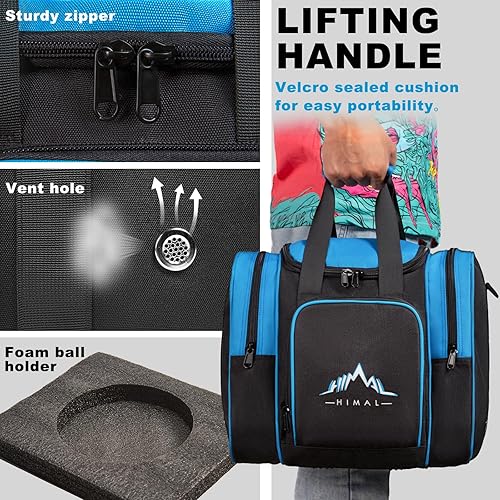 Miniatura 5 de Himal Bowling Ball Bag for Single Sphere - Bowling Ball Tote Bowler's Bag with Padded Sphere Holder - Fits Bowler's Shoes Up to Mens Size 14 Azul