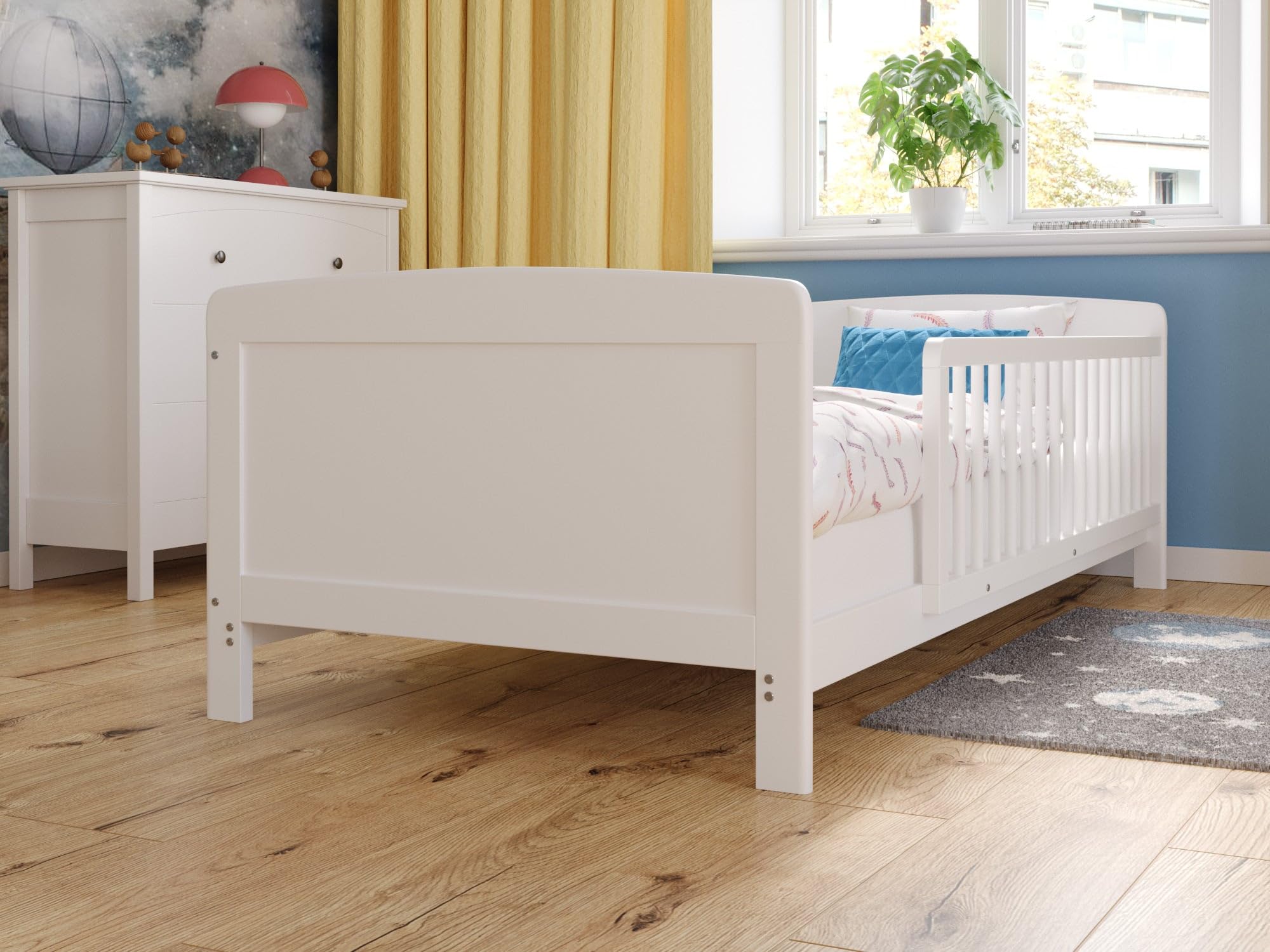 Love For Sleep Cuna Convertible en Cama 160x80cm con Barrera de Seguridad Pino Zane Juego Completo de Cuna Madera