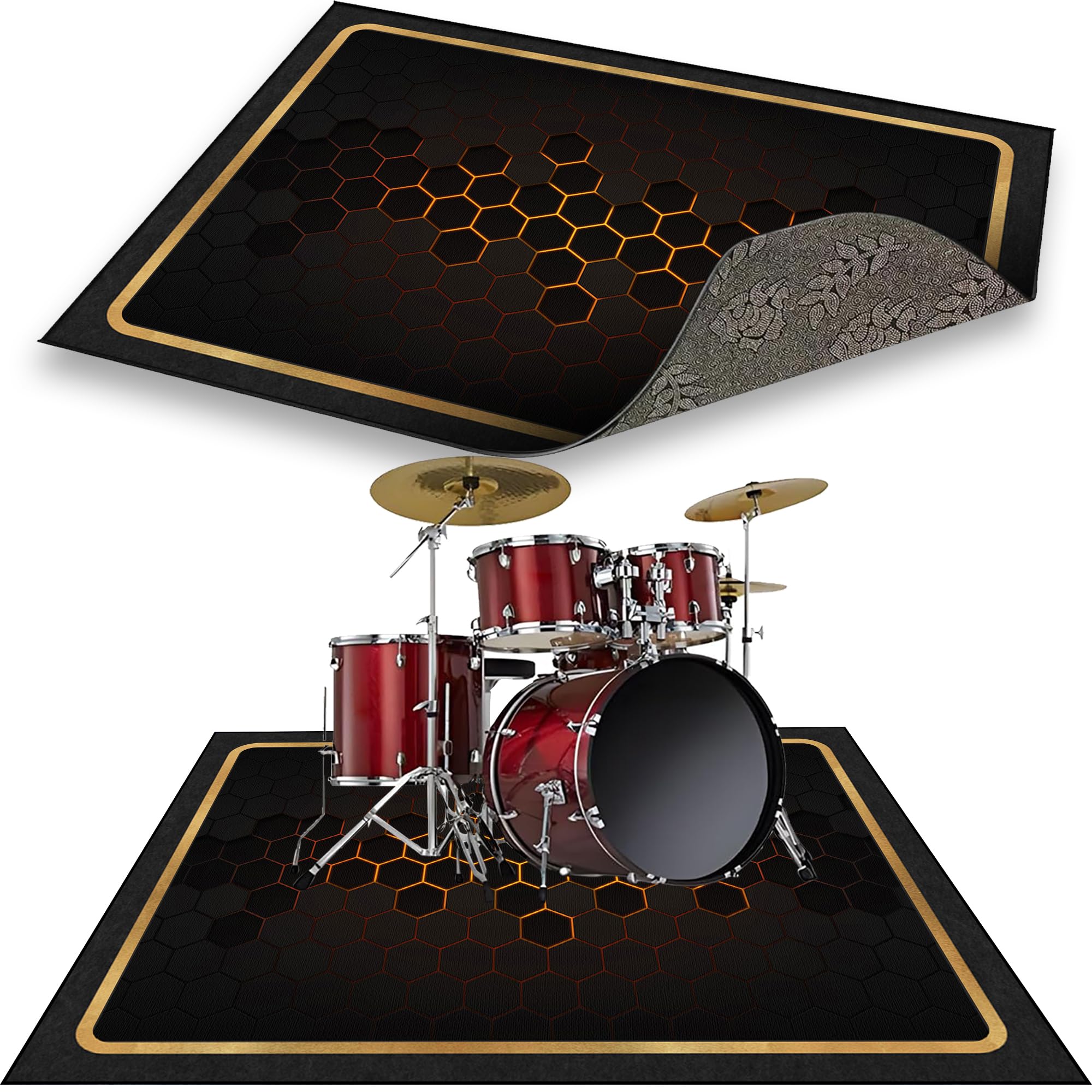 Tappetino per Batteria Drum, 230 x 200 cm Tappeto Insonorizzato per Batterie, Tappeto per Batteria Acustica, Tappetino a Tamburo per Elettroniche Rullante Snare Drum Grancassa Strumenti Musicali
