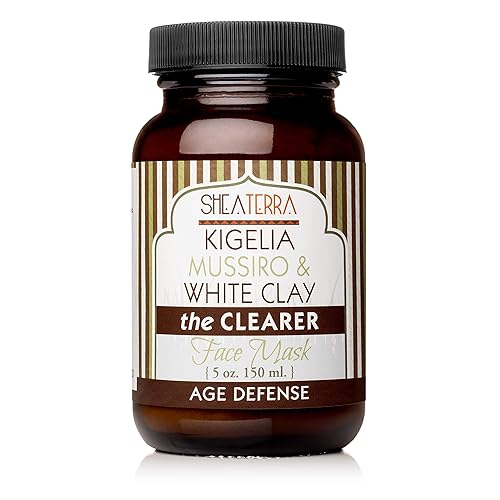 Shea Terra Kigelia Age Defense Collection - Mascarilla limpiadora Mascarilla facial natural antienvejecimiento con mussiro y arcilla blanca para