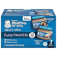 Vista 1 de Gerber Baby Foods 2nd Foods Meat Variety Pack Chicken Turkey Mealtime for Baby 25 Ounce Jar Pack of 12