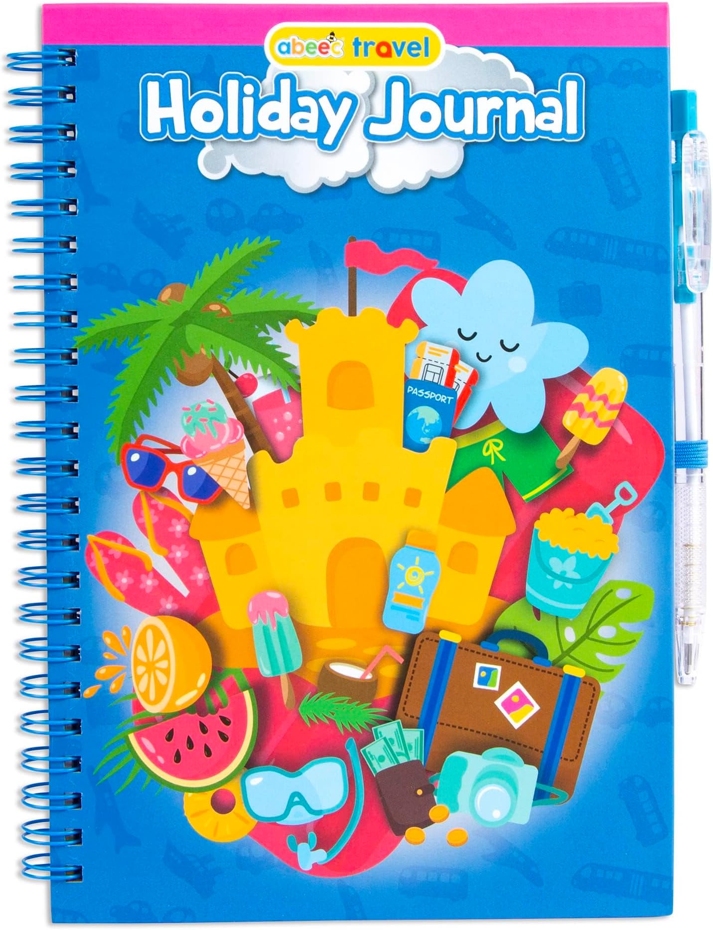 Kids Holiday Journal | Summer Travel Activity Book with Pen | Vacation Diary with Checklists, Puzzles & Games | 50 Pages of Travel Activities, Prompts & Lined Writing Space