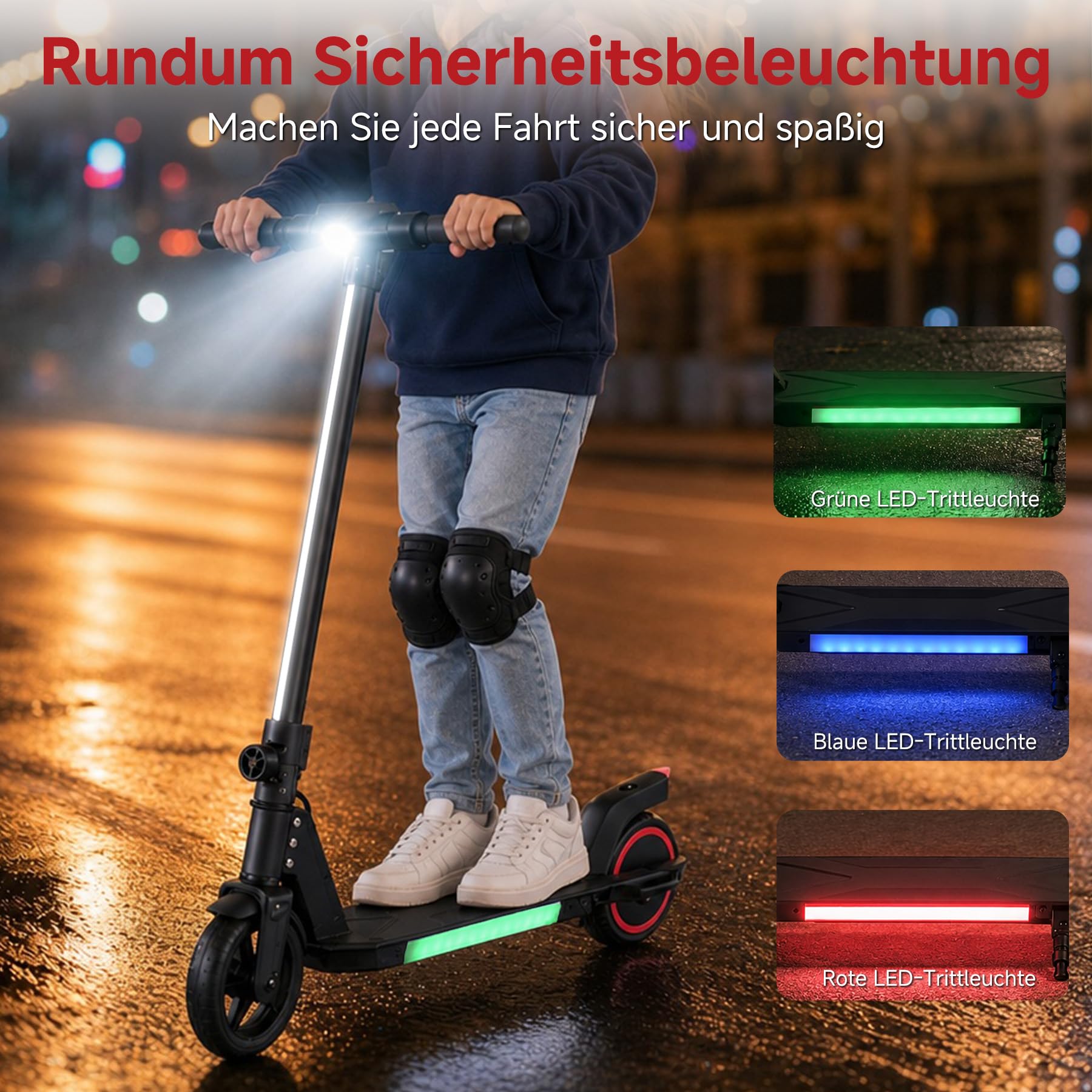 ORYXEARTH E-Scooter Kinder 6–16 Jahre, E Scooter Kinder mit 150W Motor, 16 km/h, Scooter mit straßenzulassung, faltbar, Doppelbremse, IPX4 wassergeschützt, Faltbarer Kinder Elektroroller