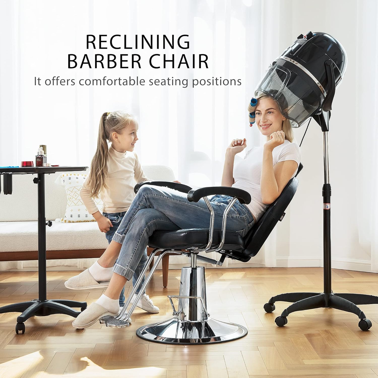 VIVOHOME Reclining Swivel Barber Chair with Hydraulic Pump and Adjustable Headrest for Beauty Hair Salon Spa : Beauty & Personal Care