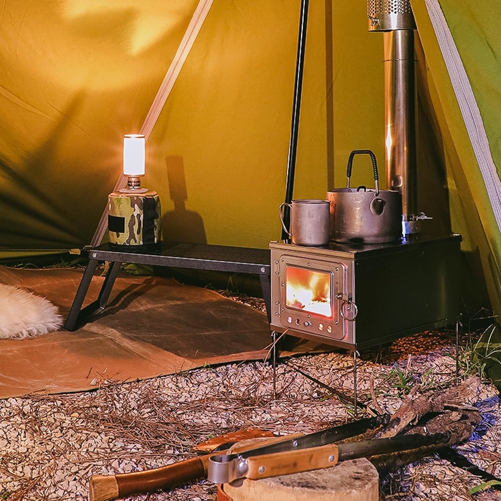 Cucina a Legna da Campeggio Realizzato in Titanio Puro Valvola Regolabile Stufa a Legna da Campeggio con Borsa per Il Trasporto Adatto per Bollire L'acqua e Riscaldare