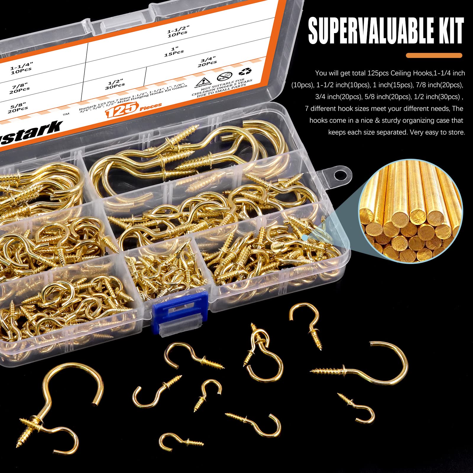 KALIONE Lot De 40 Crochets à Vis, Crochets à Visser De 1,6 Cm, Petits Crochets à Visser Pour Suspension Murale, Crochets En Métal Robuste Pour