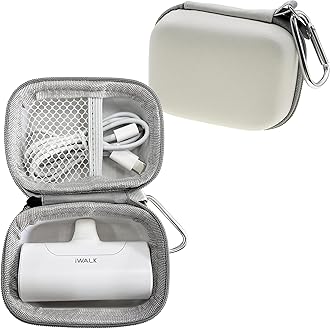 Carrying Case for iWALK Portable Charger 4500mAh Ultra-Compact Power Bank Battery Pack, Protective Travel Holder Compatible with Charmast Small Portable Charger 5000mAh (Case Only) (White)