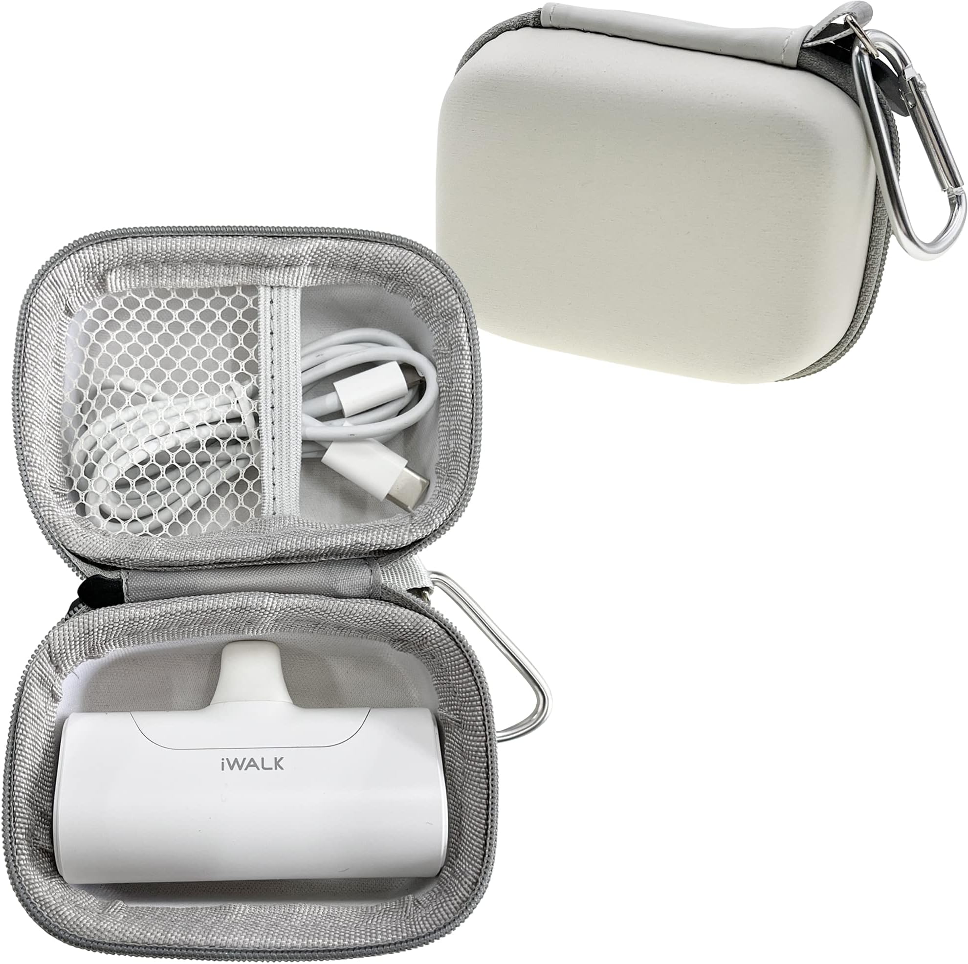Carrying Case for iWALK Portable Charger 4500mAh Ultra-Compact Power Bank Battery Pack, Protective Travel Holder Compatible with Charmast Small Portable Charger 5000mAh (Case Only) (White)