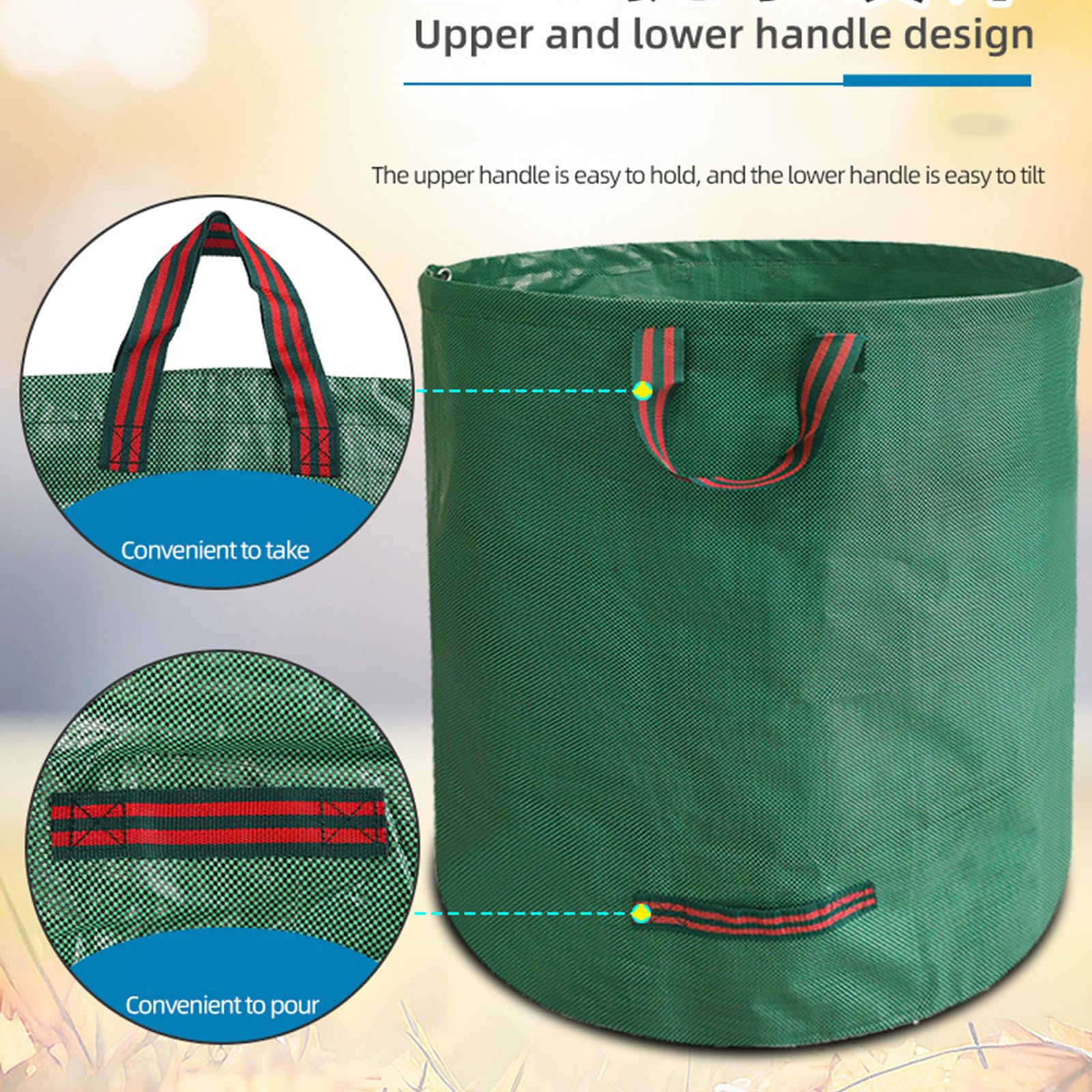 Bolsas y guantes de jardín, almacenamiento de residuos y bolsa de recogida de césped, soporte plegable para bolsas de basura, bolsas de herramientas para residuos de jardín, hojas de hierba, ideal