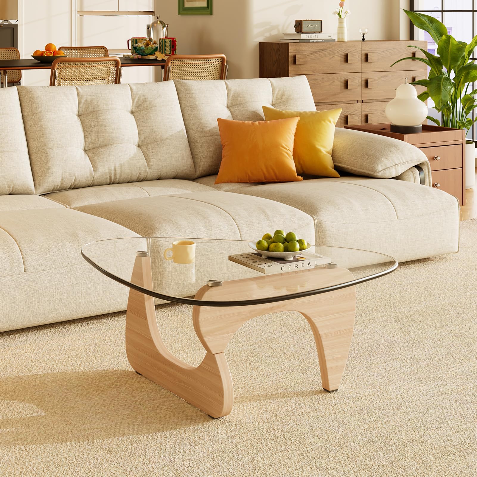 Coffee Tables Glass Small Farmhouse Coffee Table Mid-Century Modern Wood Center Table for Living Room Original Transparent 32