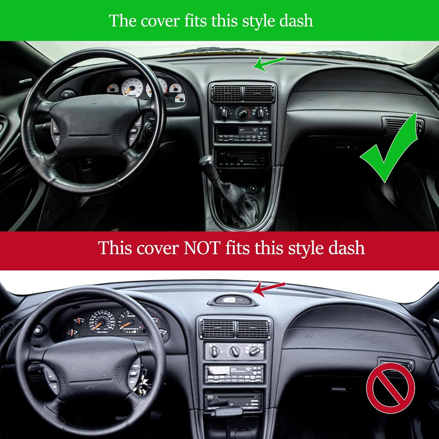 Yiz Dash Cover Mat for Ford Mustang Dashboard Pad Carpet (Black) J136