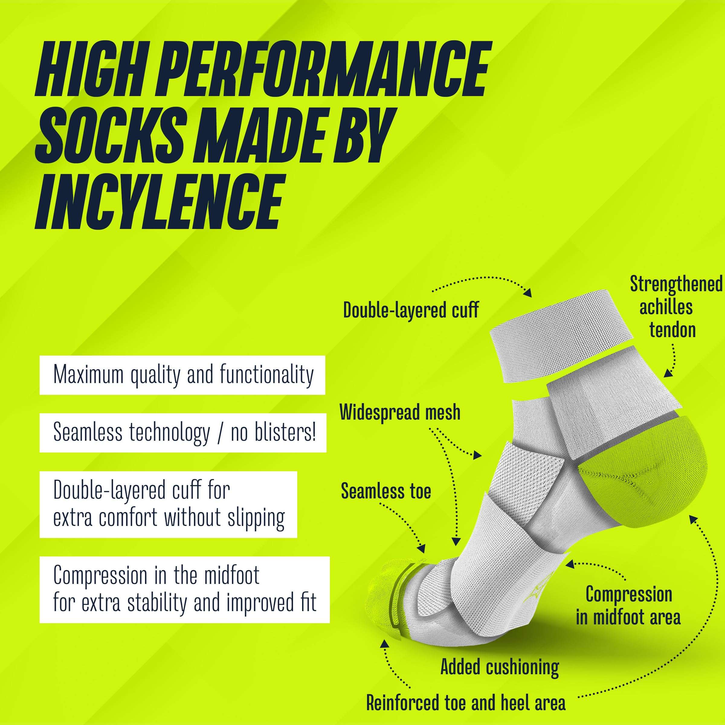 INCYLENCE ULTRALIGHT Laufsocken kurz für Damen und Herren mit leichter Kompression,1 Paar