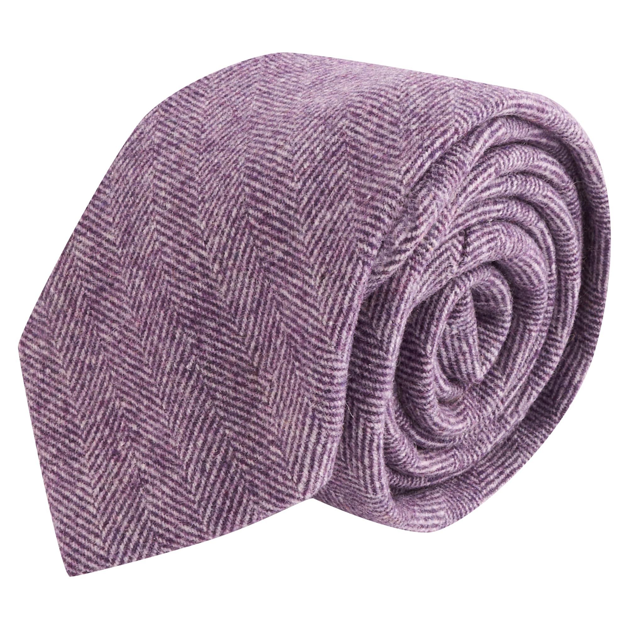King & Priory Purple Herringbone Wool Tie, Mens Necktie