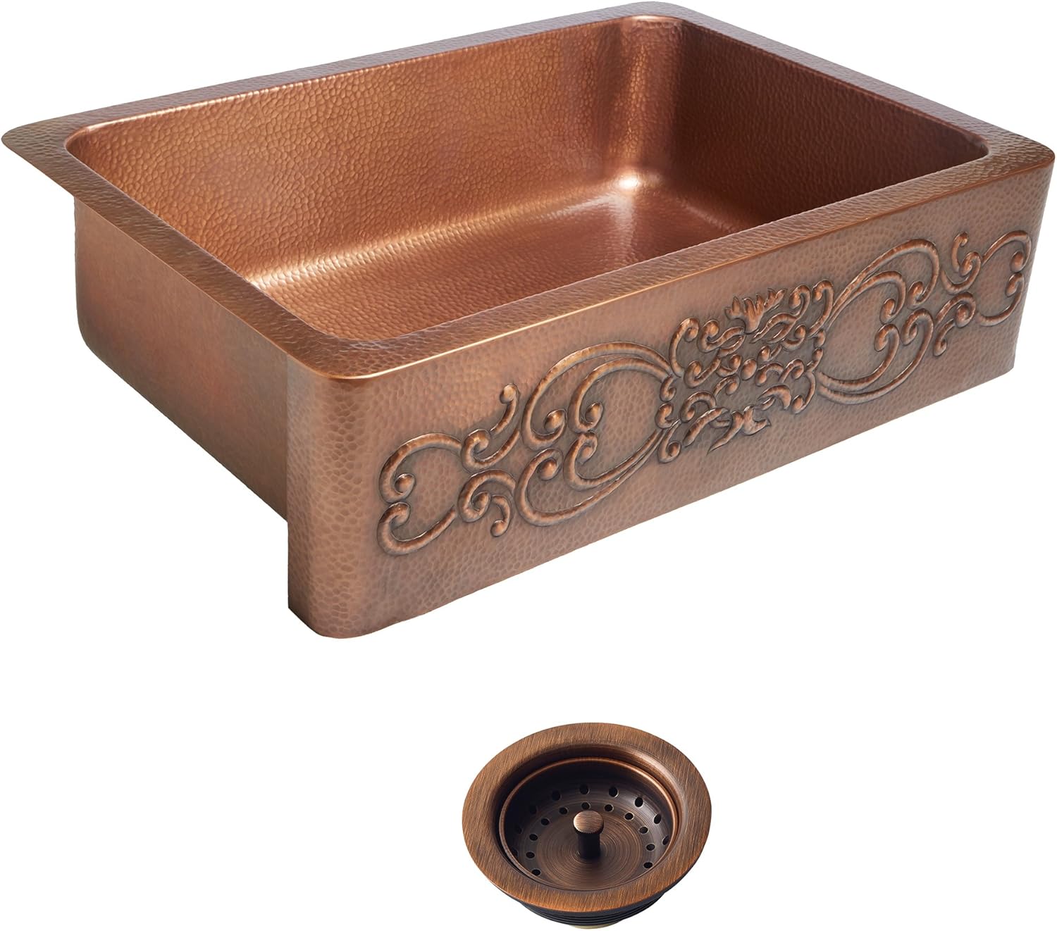 Up To 50% OFF Sinkology SK303-33SC-AMZ-B Ganku Strainer Drain Copper Kitchen Sink