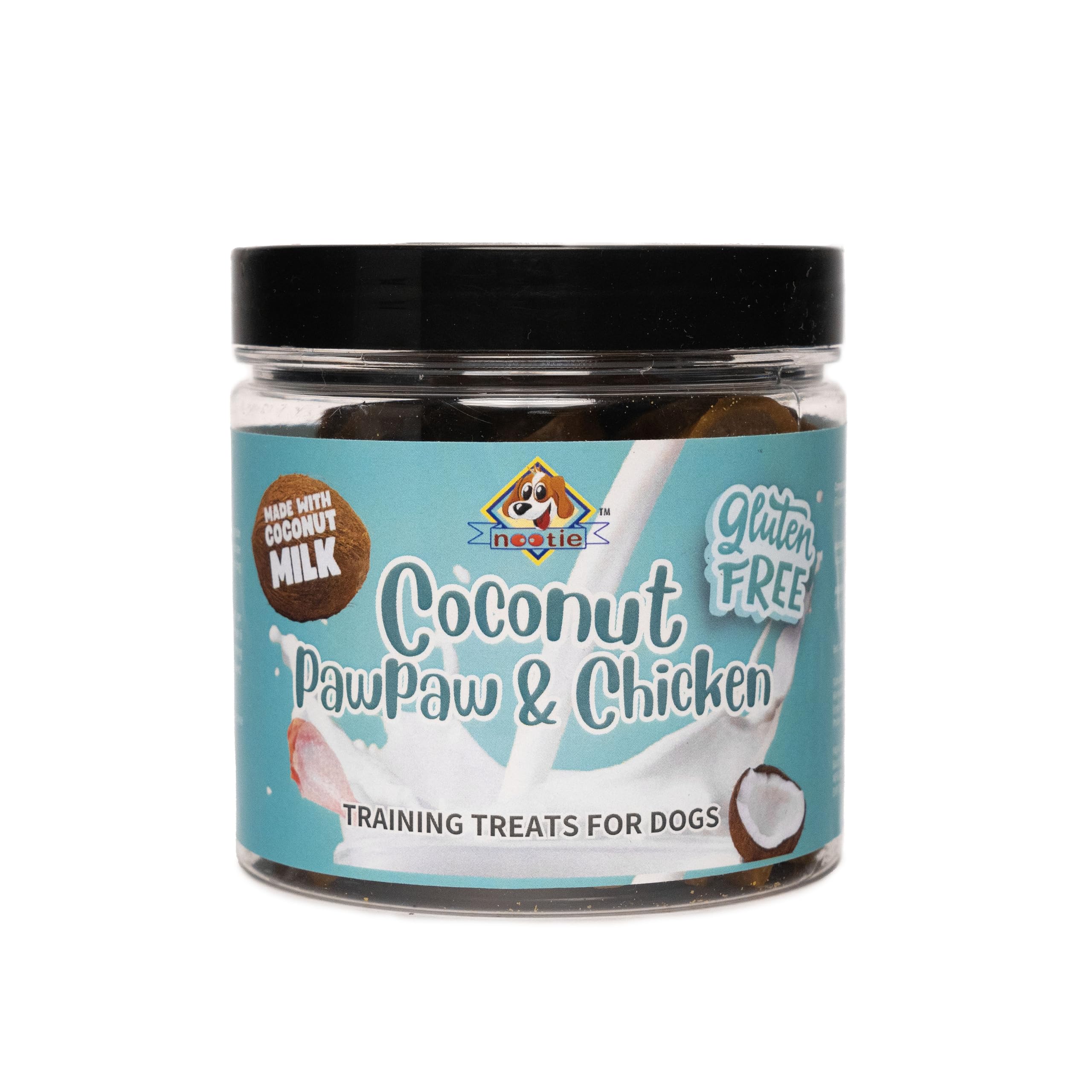 Nootie Training Treat for Dogs | Gluten Free Dog Treats for All Life Stages Dogs | Complete Dental Care with Omega 3 & 6 | 100% Natural & Digestible Dog Biscuits | Coconut Pawpaw & Chicken | 220g