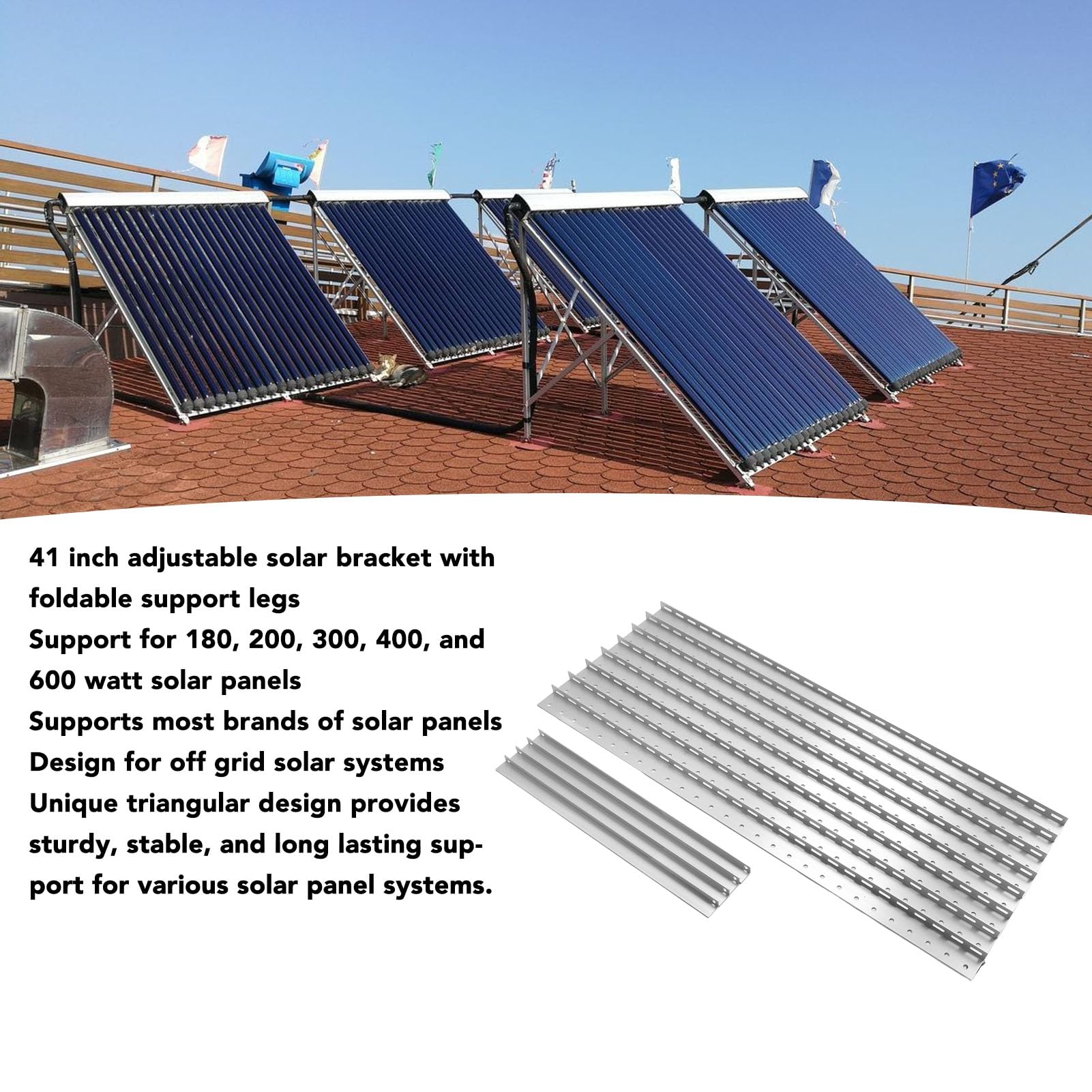 Staffa di montaggio regolabile per pannello solare da 104,1 cm, forte e durevole, ottimizza la raccolta di energia per camper, yacht e garage, lega di alluminio