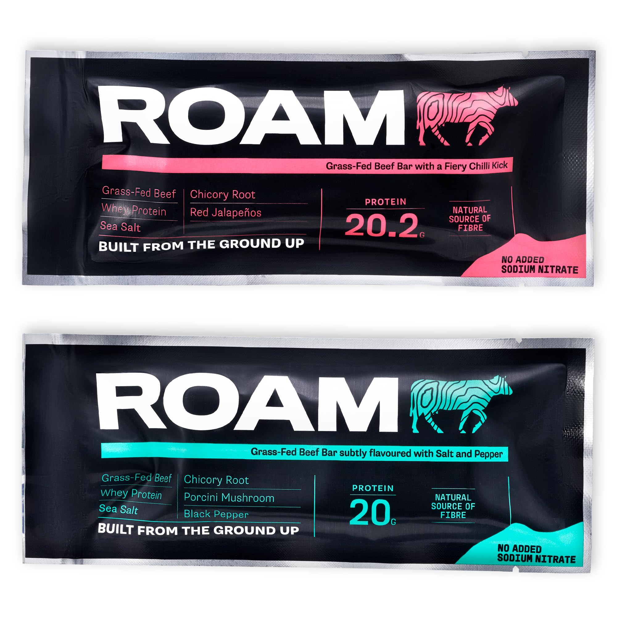 ROAM Natürliche Proteinriegel, Keto-Mahlzeitenersatz, 12 × 45 g glutenfreie gesunde Snacks, kalorienarme Snacks (Gemischtes Beef-Riegel Vorteilspack)