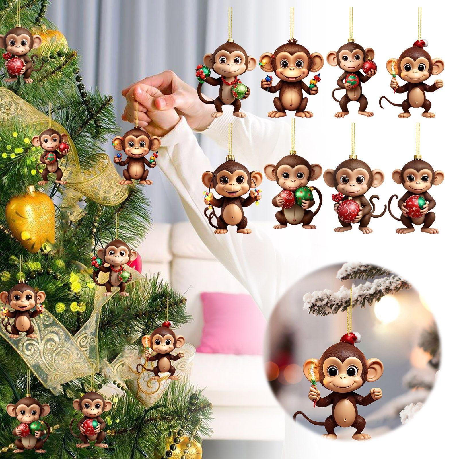 Weihnachtsbaum-Anhänger Set – Kreative, Süße Ornamente, Aus Karton, Wasserfest, Zum Aufhängen, In Verschiedenen Designs