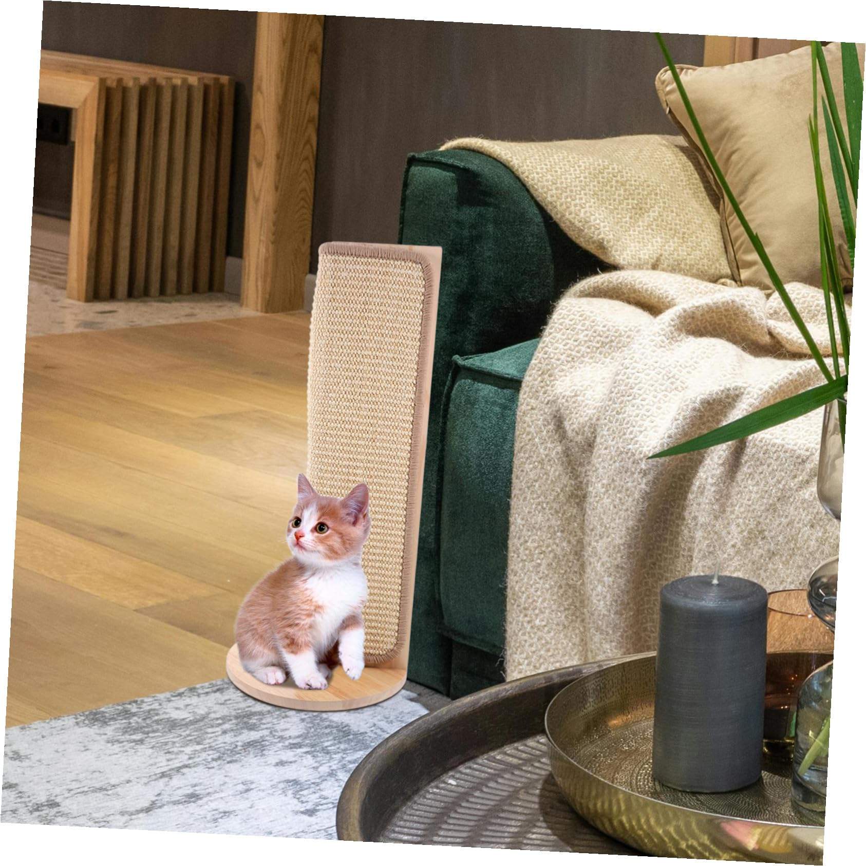 Protector de Esquinas para Gatos con Rascador de Sisal Natural Cojín Resistente para Muebles y Sofá Alfombra para Afilar Uñas Protección Duradera para Paredes y Esquinas