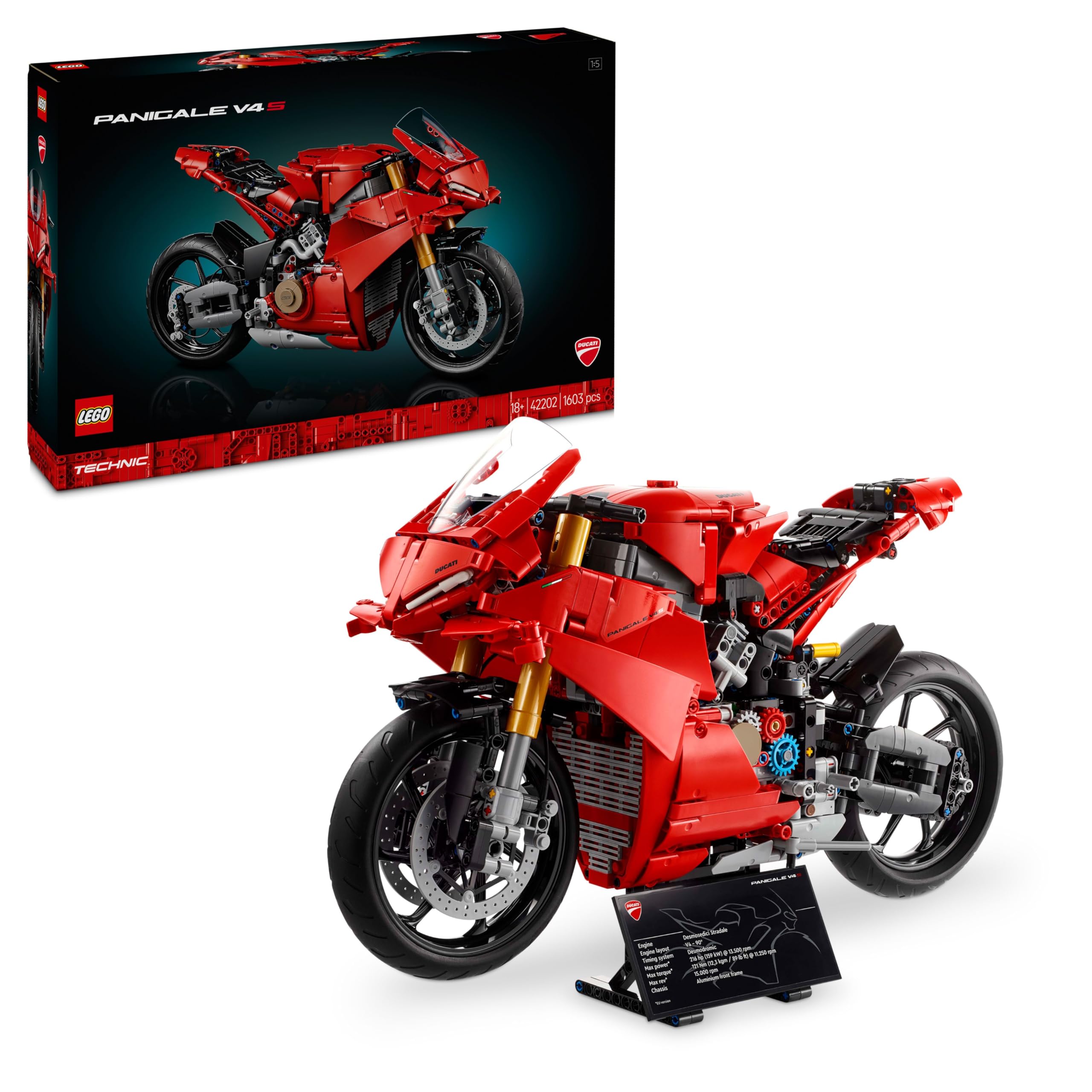 LEGO Technic Ducati Panigale V4 S Motorcycle Model Building Sets for  Adults, Men Women Aged 18+ Gifts for Motorbike Fans 42202