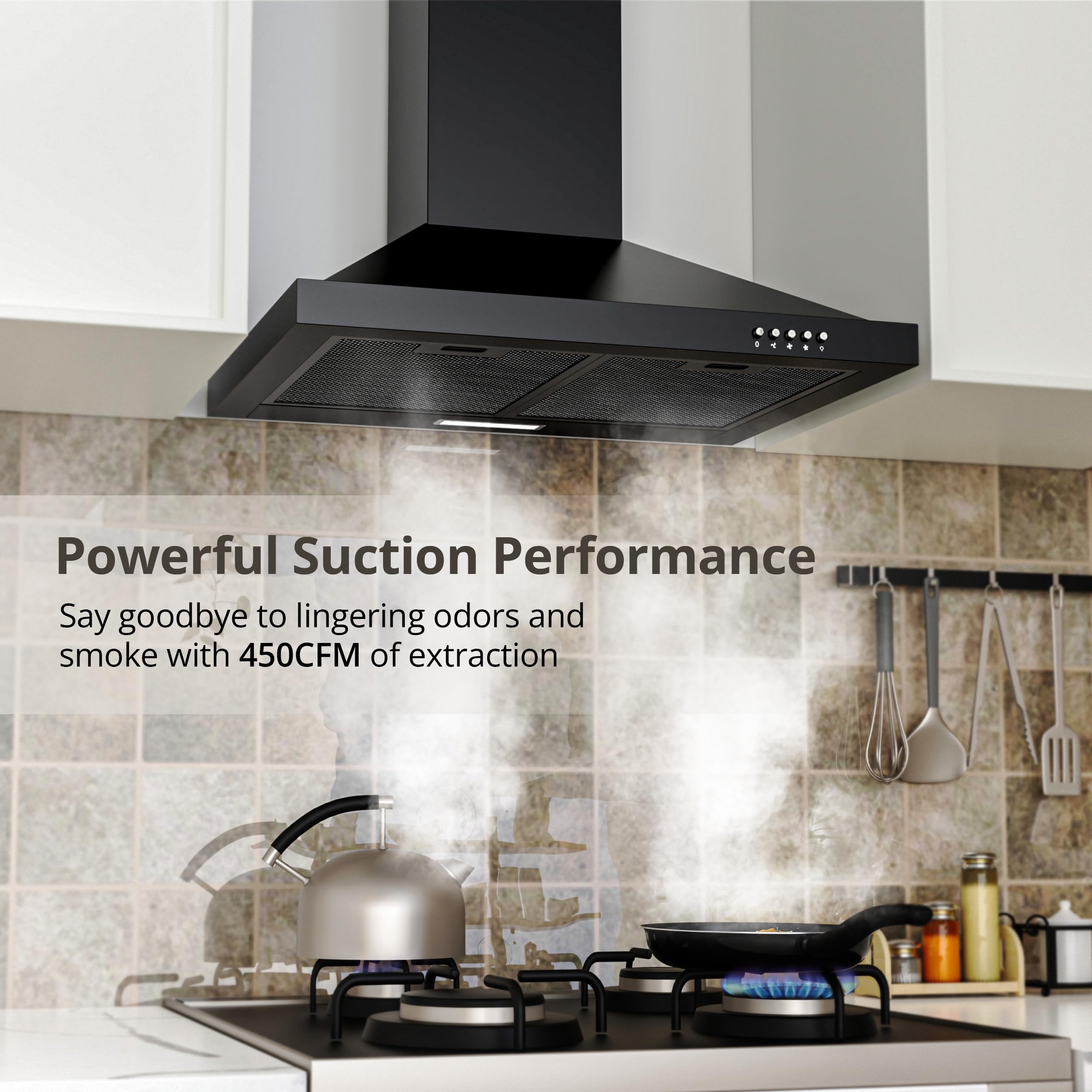 FIREGAS Range Hood 24 inch Wall Mount Type with Ducted/Ductless