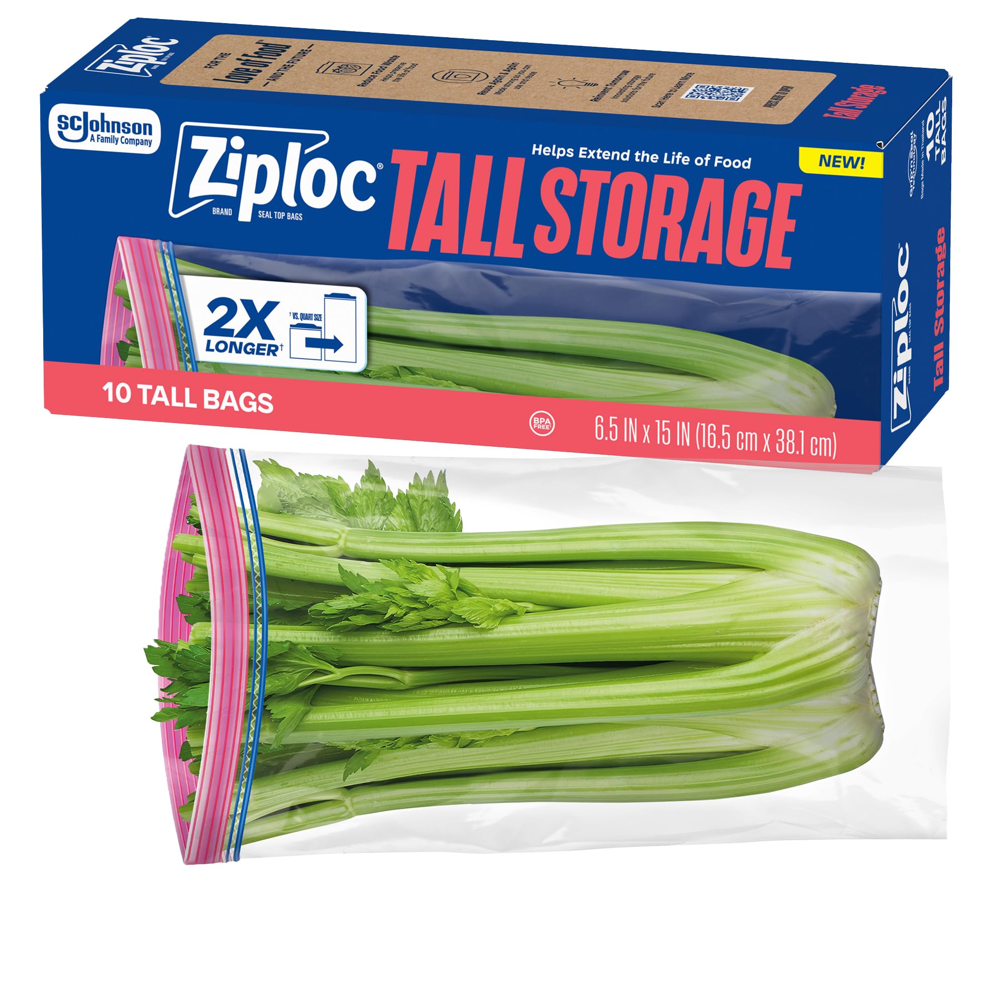 Ziploc Tall Food Storage Bags, 10 Count