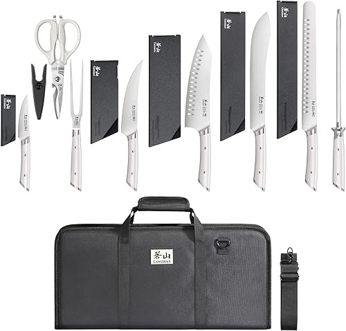 Miniatura 1 de Cangshan HELENA Series - Juego de cuchillos de barbacoa forjados de acero alemán (blanco, juego de 9 piezas)