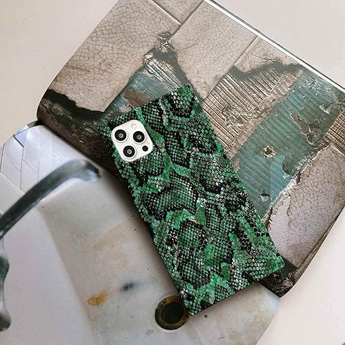 Miniatura 5 de Funda para teléfono con estampado de pitón cuadrado compatible con iPhone 15 Pro Max 2023, piel de serpiente de lujo, elegante, brillante, elegante,