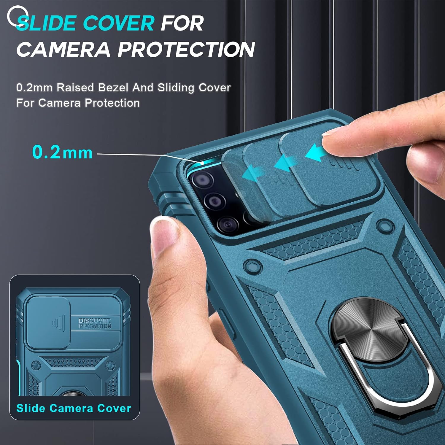 Samsung A51 Case, Samsung Galaxy A51 Case with Slide Camera Cover + [2 Packs] Tempered Glass Screen Protector, LeYi 360 Full Body Military-Grade Phone Case with Kickstand for A51[Not Fit A51 5G], Blue