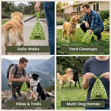 Pogis Dog Poop Bags with Handles Extra-Thick, Leak-Proof, Large, Fresh Scent, 300-Count